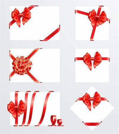 decoration for gift shop - Collection of red bows with greeting cards. Vector illustration Stock Photo - Budget Royalty-Free & Subscription, Code: 400-04314872