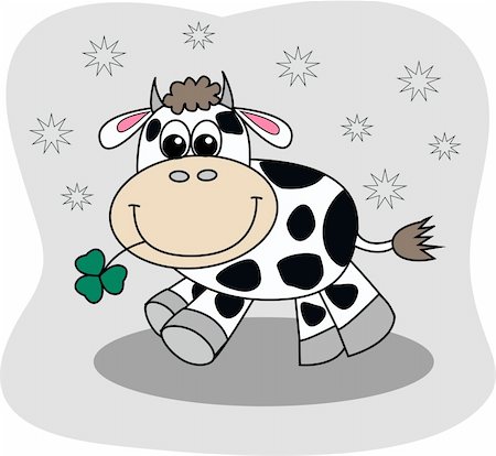 a cute little cow with clover in his mouth Stock Photo - Budget Royalty-Free & Subscription, Code: 400-04314894