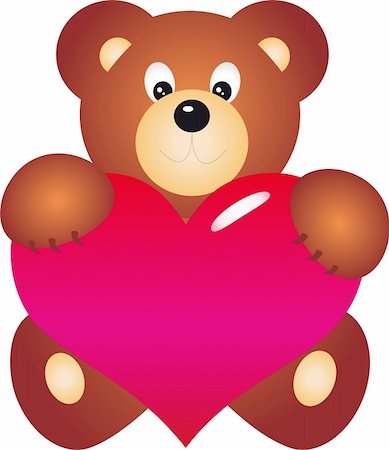 furry teddy bear - teddy bear with Heart. Isolated on white background. Vector Stock Photo - Budget Royalty-Free & Subscription, Code: 400-04315140