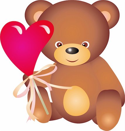 fabric furry - teddy bear with Heart. Isolated on white background. Vector Stock Photo - Budget Royalty-Free & Subscription, Code: 400-04315141