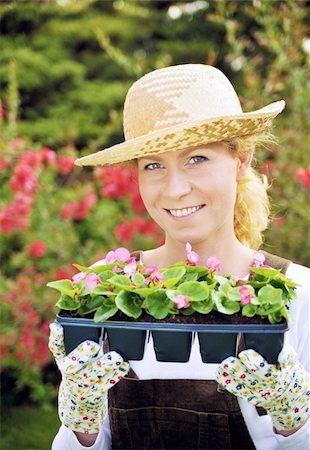 simsearch:400-04439731,k - Woman with container-grown plants Photographie de stock - Aubaine LD & Abonnement, Code: 400-04315595