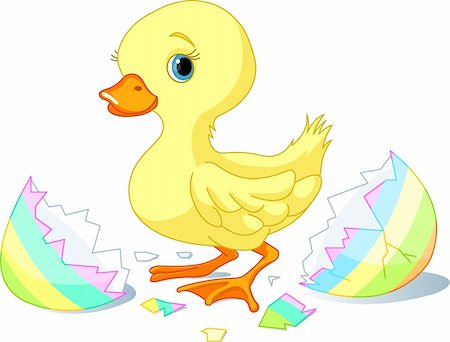 dazdraperma (artist) - Easter duckling jumping out from broken egg Foto de stock - Super Valor sin royalties y Suscripción, Código: 400-04315664