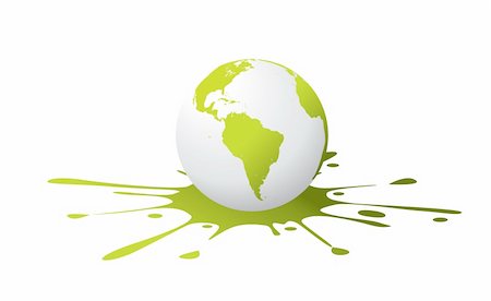 earth vector south america - A white and green globe, with paint splash. Editable vector illustration. Photographie de stock - Aubaine LD & Abonnement, Code: 400-04315960