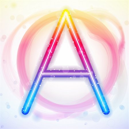 Vector - Alphabet Rainbow Lights in Circle White Background Stock Photo - Budget Royalty-Free & Subscription, Code: 400-04316136