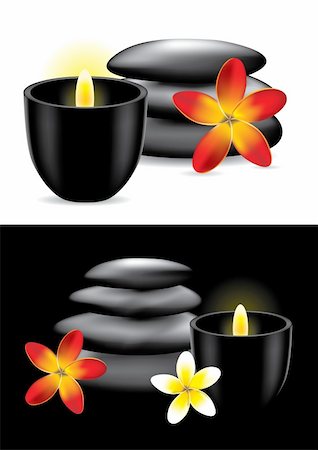 red flowers in stone images - Spa hot stones, flower and candle - vector illustration Stock Photo - Budget Royalty-Free & Subscription, Code: 400-04316275