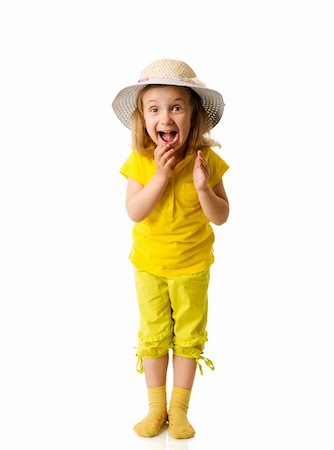 simsearch:400-04318989,k - Excited Little Girl shouting clapping hands isolated on white Fotografie stock - Microstock e Abbonamento, Codice: 400-04316496