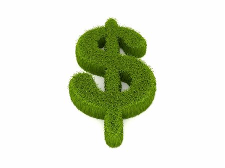3D rendering of a green dollar sign covered in grass Stock Photo - Budget Royalty-Free & Subscription, Code: 400-04316596