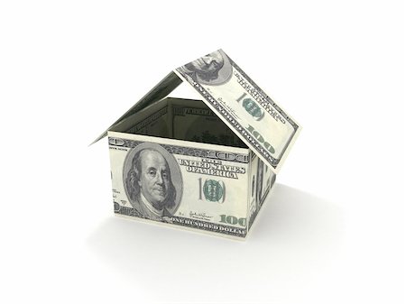 simsearch:400-04474715,k - 3D rendering of a house made of $100 dollar bills Stockbilder - Microstock & Abonnement, Bildnummer: 400-04316597