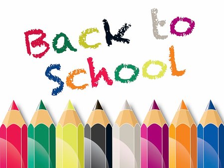 simsearch:400-07296734,k - Back to School Color Pencils on White Background Illustration Stock Photo - Budget Royalty-Free & Subscription, Code: 400-04316739
