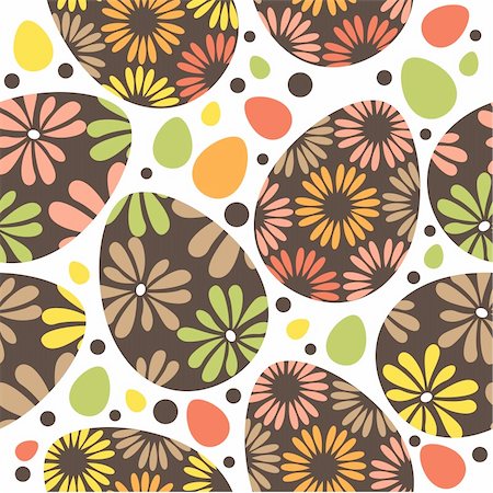painted happy flowers - Seamless spring pattern with floral easter eggs Stock Photo - Budget Royalty-Free & Subscription, Code: 400-04316785