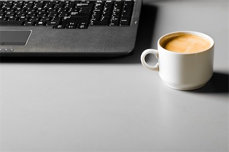 foam top - laptop with cup of coffee, view from above Stock Photo - Budget Royalty-Free & Subscription, Code: 400-04317009