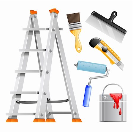 paint stairs - set painter tools vector illustration isolated on white background Stock Photo - Budget Royalty-Free & Subscription, Code: 400-04317295