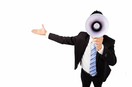 simsearch:400-04126489,k - Businessman holding megaphone make loud noise Stock Photo - Budget Royalty-Free & Subscription, Code: 400-04317378