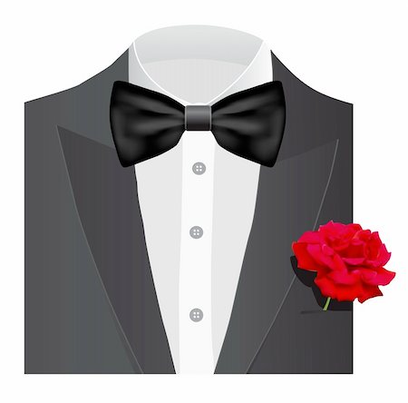 shirt and tie and jacket vector - Bow tie with red rose, vector illustration Stock Photo - Budget Royalty-Free & Subscription, Code: 400-04317410