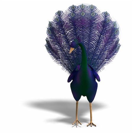 simsearch:400-04793730,k - blue fantasy bird with beautiful feathers. 3D rendering with clipping path and shadow over white Foto de stock - Royalty-Free Super Valor e Assinatura, Número: 400-04317769