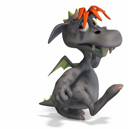 daemon - funny and colorful cartoon monster. 3D rendering with clipping path and shadow over white Stock Photo - Budget Royalty-Free & Subscription, Code: 400-04317780