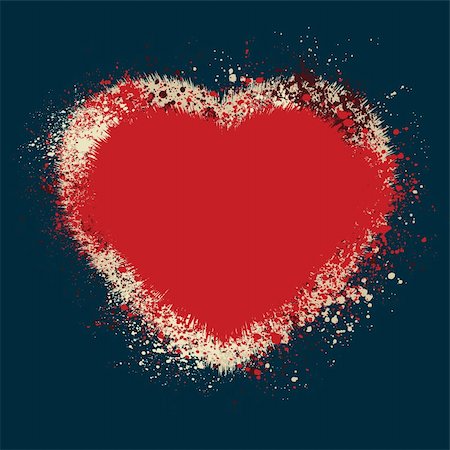 simsearch:400-07222476,k - Vintage heart shaped color inks stains on blue background. EPS 8 vector file included Fotografie stock - Microstock e Abbonamento, Codice: 400-04317859