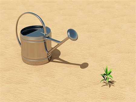 Seedling with watering can in the desert Stock Photo - Budget Royalty-Free & Subscription, Code: 400-04317863