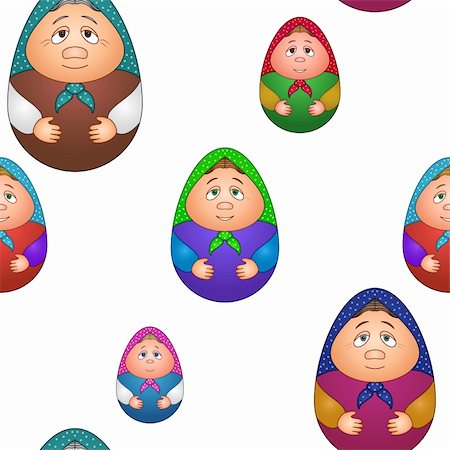 simsearch:400-04786757,k - Vector seamless background, Russian traditional national wooden dolls matreshka Stock Photo - Budget Royalty-Free & Subscription, Code: 400-04317899