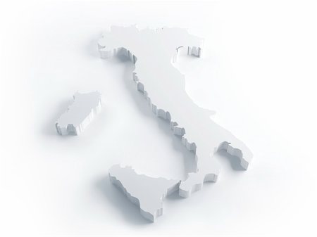 extruded - White Italy map in 3d extrusion render Stock Photo - Budget Royalty-Free & Subscription, Code: 400-04318031
