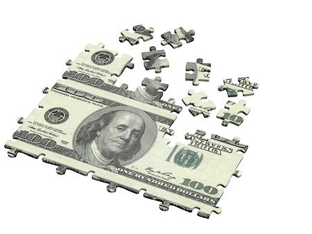 sign for european dollar - Collected puzzle with the image of dollar. Isolated over white Stock Photo - Budget Royalty-Free & Subscription, Code: 400-04318079