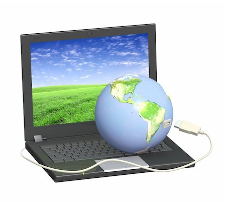 Conceptual image - global communication. Laptop and Earth Stock Photo - Budget Royalty-Free & Subscription, Code: 400-04318119