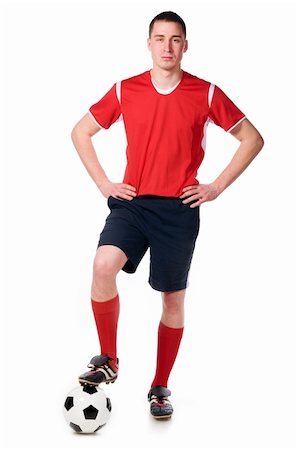 soccer lad socks - soccer player with ball full length isolated on white Stock Photo - Budget Royalty-Free & Subscription, Code: 400-04318172