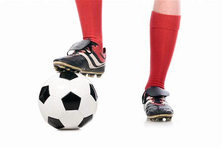 soccer player ball foot - legs of soccer player close-up isolated on white Stock Photo - Budget Royalty-Free & Subscription, Code: 400-04318184