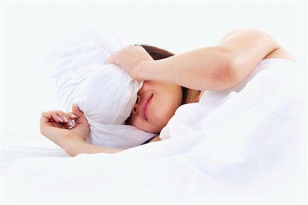 simsearch:400-03939298,k - Stock image of young woman sleeping on white bed Stockbilder - Microstock & Abonnement, Bildnummer: 400-04318297