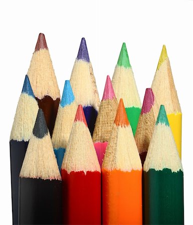 fotomod (artist) - Eleven colored pencils on white background. Isolated. Stock Photo - Budget Royalty-Free & Subscription, Code: 400-04318345