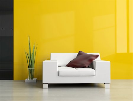 White sofa in a drawing room 3d image Foto de stock - Royalty-Free Super Valor e Assinatura, Número: 400-04318378