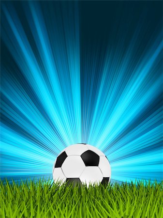 football flying - Football or soccer ball on grass with a starburst background. EPS 8 vector file included Stock Photo - Budget Royalty-Free & Subscription, Code: 400-04318399