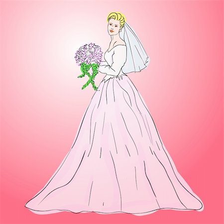 simsearch:400-05311459,k - Bride in wedding dress white with bouquet Stock Photo - Budget Royalty-Free & Subscription, Code: 400-04318415