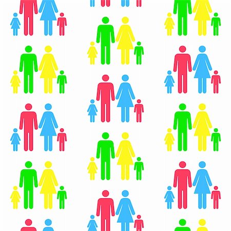 stick people holding hands - Seamless pattern with silhouettes of the person of different color.(can be repeated and scaled in any size) Stock Photo - Budget Royalty-Free & Subscription, Code: 400-04318423