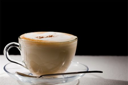 expresso bar - photo of cappuccino in glass cup on white table Stock Photo - Budget Royalty-Free & Subscription, Code: 400-04318442