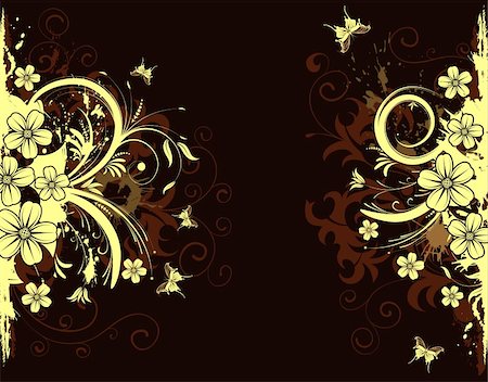 simsearch:400-04869919,k - Grunge floral frame with butterfly, element for design, vector illustration Stock Photo - Budget Royalty-Free & Subscription, Code: 400-04318468