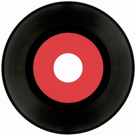 record isolated - Gramophone vinyl record isolated with two clipping paths, outside and for label Stock Photo - Budget Royalty-Free & Subscription, Code: 400-04318615