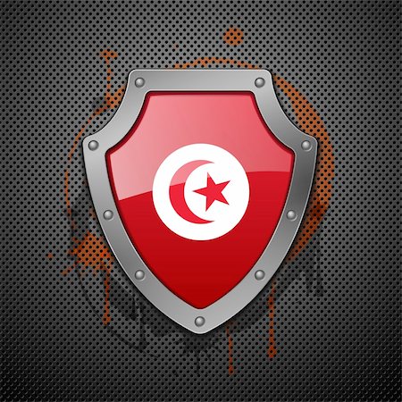 simsearch:400-06325860,k - Shield with the image of a flag of Tunisia. Vector illustration. Photographie de stock - Aubaine LD & Abonnement, Code: 400-04318764