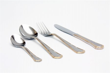 diner kitchen photos - A set of classic looking silverware, isolated on white Foto de stock - Super Valor sin royalties y Suscripción, Código: 400-04319136