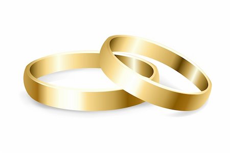 simsearch:400-06061555,k - 2 Gold Wedding Rings, Isolated On White Background, Vector Illustration Photographie de stock - Aubaine LD & Abonnement, Code: 400-04319195
