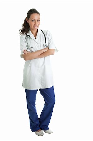 Smiling medical doctor woman with stethoscope. Isolated on white Fotografie stock - Microstock e Abbonamento, Codice: 400-04319240