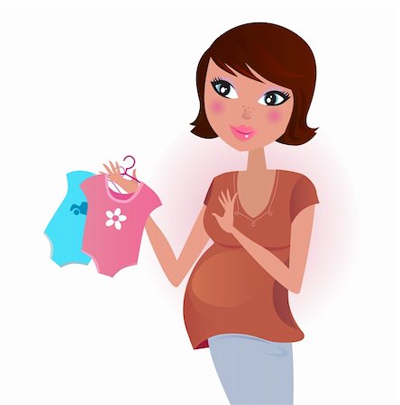 simsearch:400-05296665,k - Happy pregnant mother awaiting her baby with love. Vector Illustration. Fotografie stock - Microstock e Abbonamento, Codice: 400-04319424