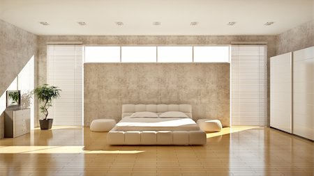 simsearch:700-00864697,k - Modern interior of a bedroom (3d rendering) Stock Photo - Budget Royalty-Free & Subscription, Code: 400-04319614