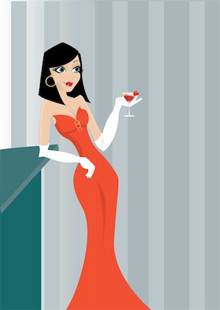 simsearch:400-04393093,k - lady in a red dress with a wine Stock Photo - Budget Royalty-Free & Subscription, Code: 400-04319665