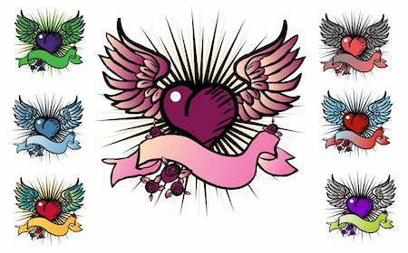 drawing eagle clipart - 7 tattoo style emblem, vector love, flower, fly icon Stock Photo - Budget Royalty-Free & Subscription, Code: 400-04319775