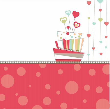 Valentine's background with pink cake. vector illustration Stock Photo - Budget Royalty-Free & Subscription, Code: 400-04310128