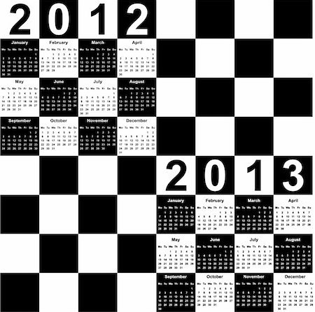 square calendar for 2012 and 2013 in form of chess board Stockbilder - Microstock & Abonnement, Bildnummer: 400-04310136