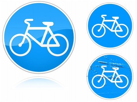 simsearch:400-05100151,k - Set of variants a Bicycle path - road sign isolated on white background. Group of as fish-eye, simple and grunge icons for your design. Vector illustration. Photographie de stock - Aubaine LD & Abonnement, Code: 400-04310192