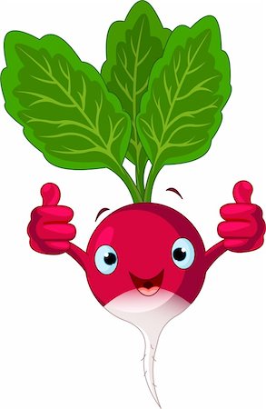 Illustration of a radish Character  giving thumbs up Photographie de stock - Aubaine LD & Abonnement, Code: 400-04310201