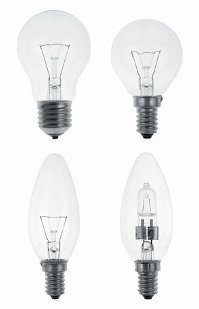 simsearch:400-04172259,k - Four Light bulbs isolated on white background. Foto de stock - Royalty-Free Super Valor e Assinatura, Número: 400-04310226